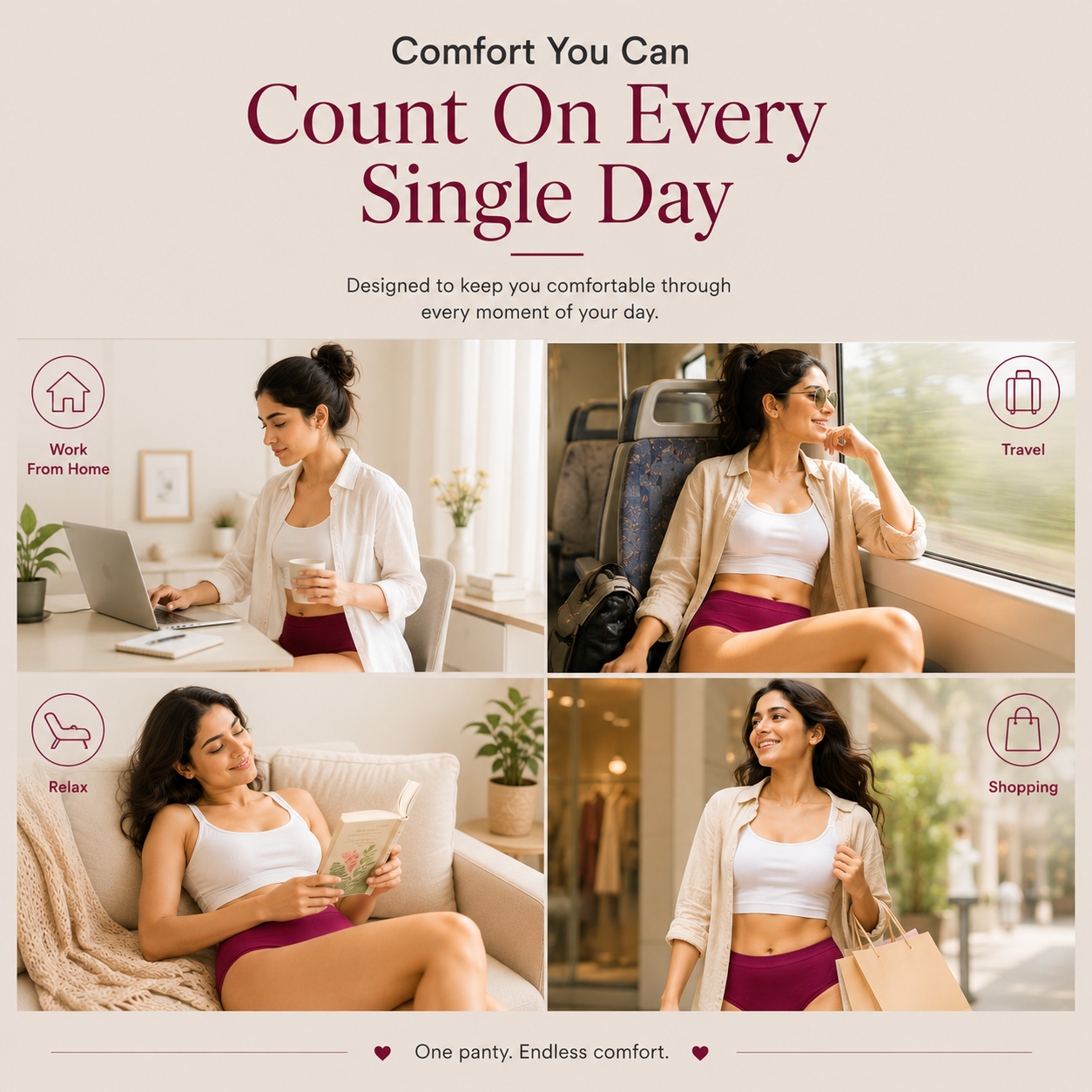 WOMENS All day Comfort Everyday Cotton Panties - Pack Of 5 (Copy)