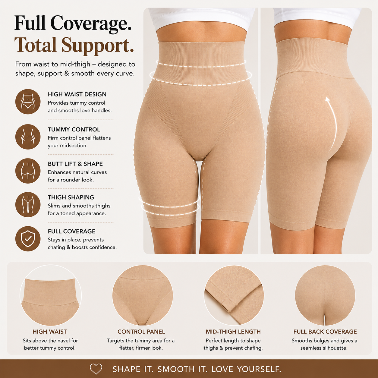 Women’s Tummy Control Thigh Slimming Seamless Body Shaper Shorts