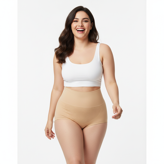 High-Waisted Tummy Control Seamless Underwear ( Beige ) Pack Of 2