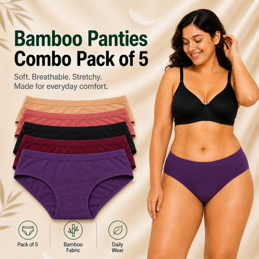 Pack Of 5 - Everyday Bamboo Panties For Womens