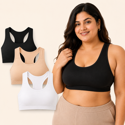 Pure Comfort Racerback Bra with Removable Cups – Pack of 3