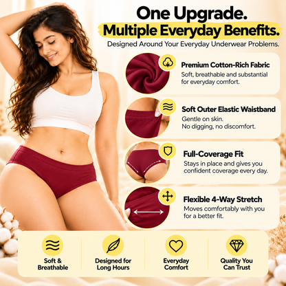 Cool & Comfee Women's Full-Coverage Everyday Underwear – Pack of 4