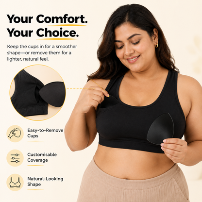 Pure Comfort Racerback Bra with Removable Cups – Pack of 3
