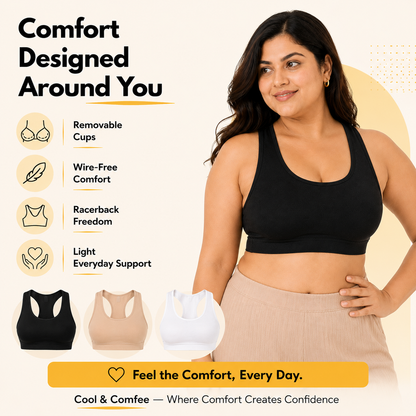 Pure Comfort Racerback Bra with Removable Cups – Pack of 3