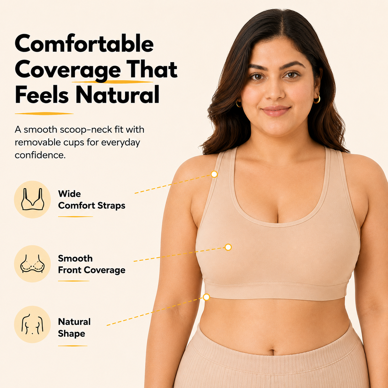 Pure Comfort Racerback Bra with Removable Cups – Pack of 3