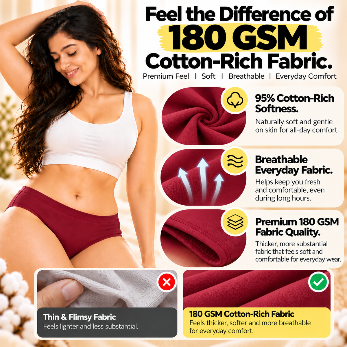 Cool & Comfee Women's Full-Coverage Everyday Underwear – Pack of 4