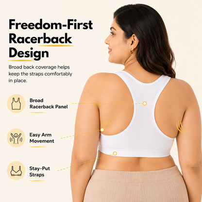 Pure Comfort Racerback Bra with Removable Cups – Pack of 3