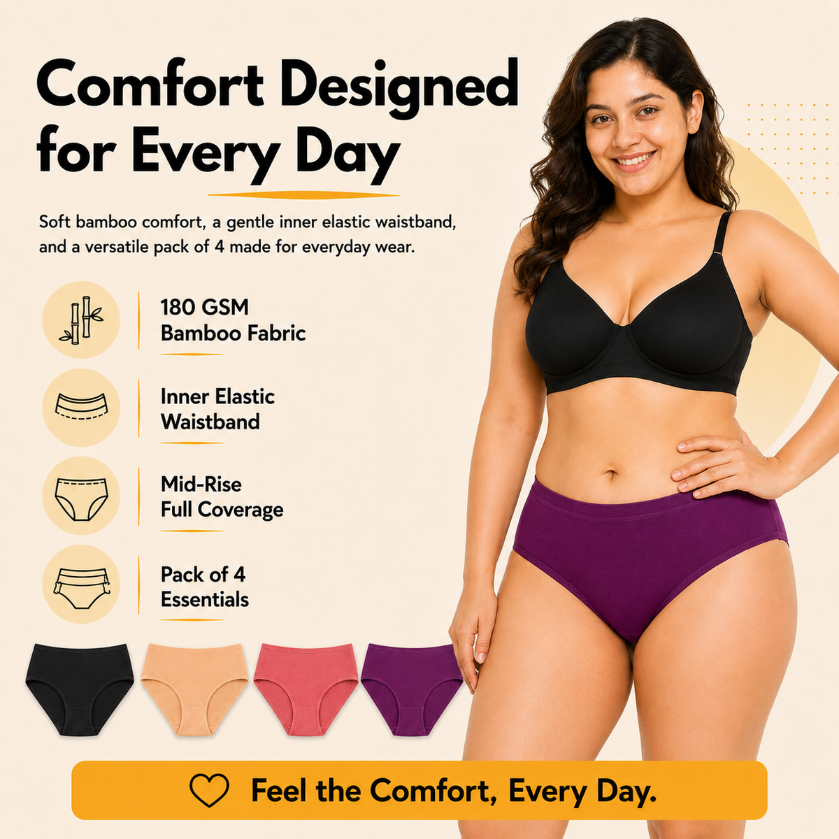Bamboo Comfort Panties – Pack of 4