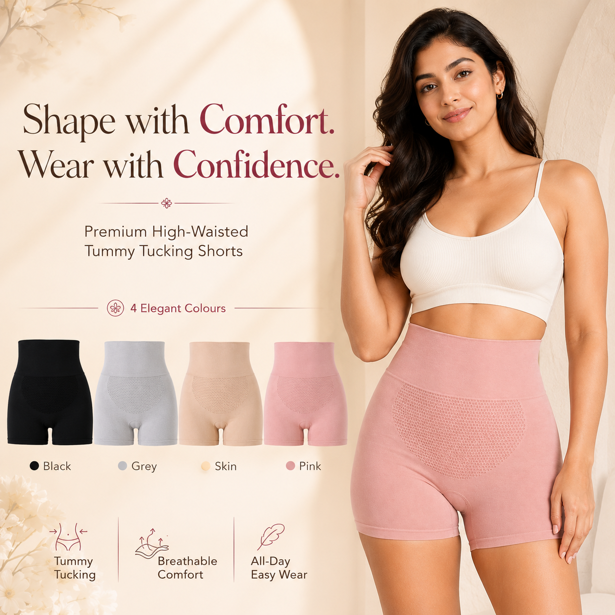 High-Waisted Tummy Tucking Shorts – Pack of 4