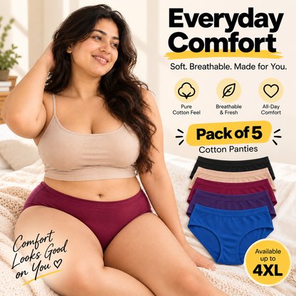 WOMENS Everyday Comfort Cotton Panties – Pack of 5