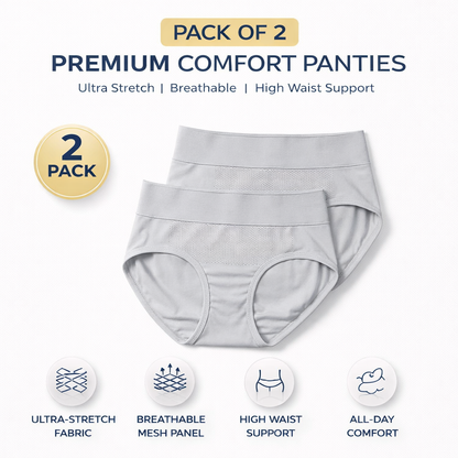 High-Waisted Tummy Support Underwear ( Grey ) Pack Of 2