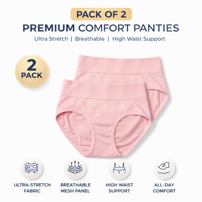 High-Waisted Tummy Support Underwear ( Pink ) Pack Of 2