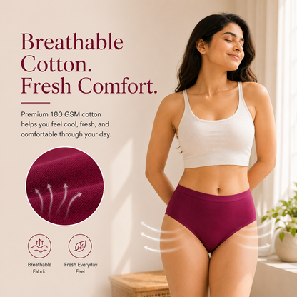 WOMENS All day Comfort Everyday Cotton Panties - Pack Of 5 (Copy)