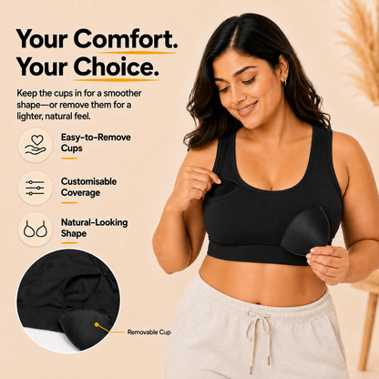 Everyday Comfort Bra with Removable Cups – Wire-Free Pack of 3