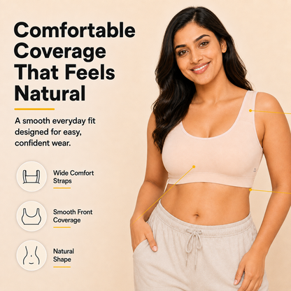 Everyday Comfort Bra with Removable Cups – Wire-Free Pack of 3