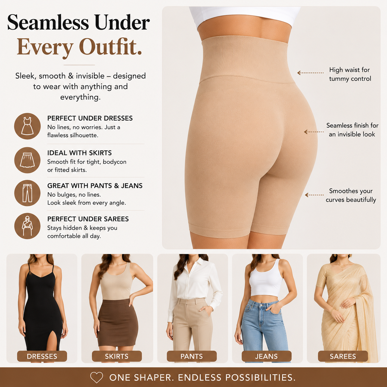 Women’s Tummy Control Thigh Slimming  Seamless  Body Shaper Shorts