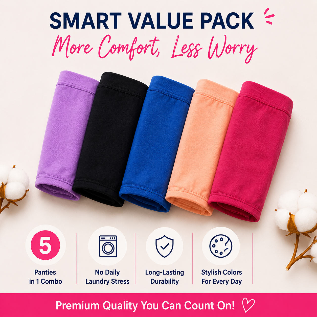 Premium Cotton Panty ( Pack of 5)