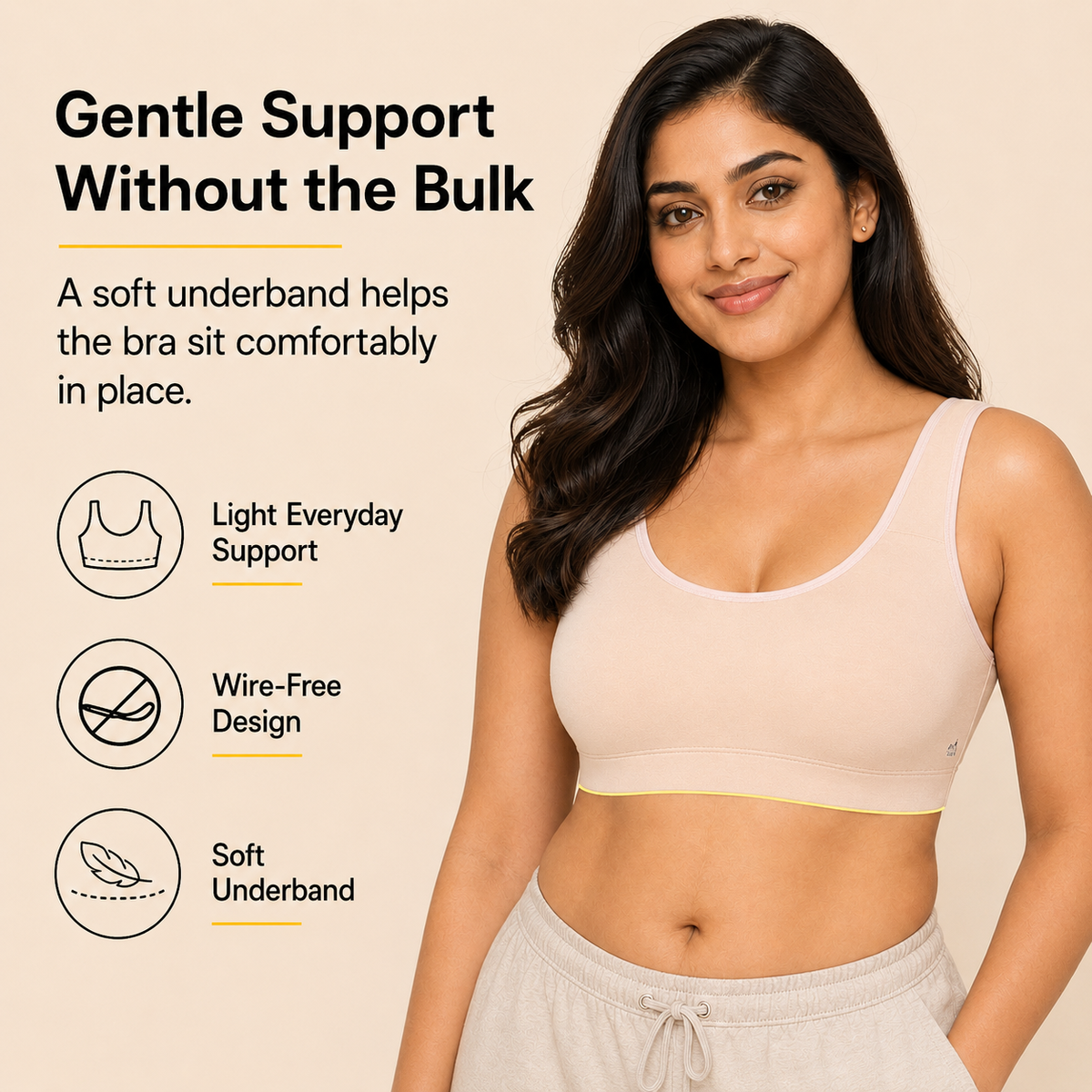 Everyday Comfort Bra with Removable Cups – Wire-Free Pack of 3