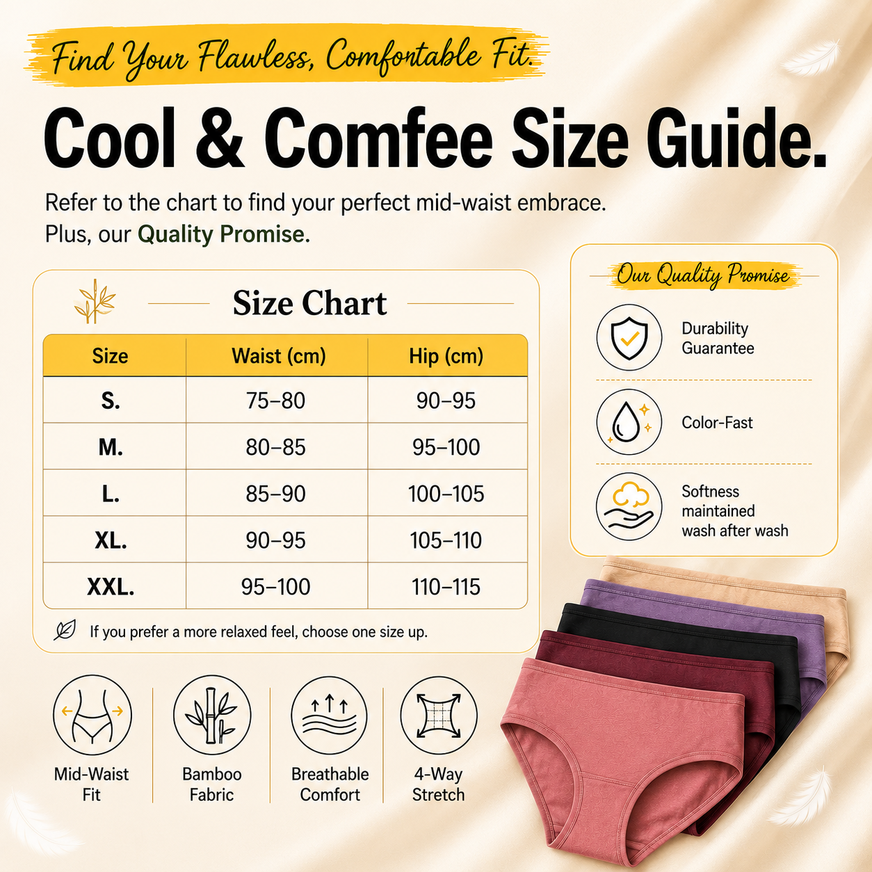 Pack Of 5 - Everyday Bamboo Panties For Womens