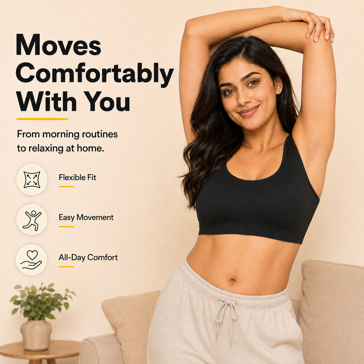 Everyday Comfort Bra with Removable Cups – Wire-Free Pack of 3