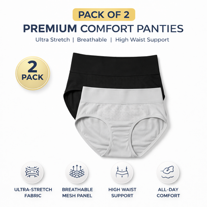 High-Waisted Tummy Support Underwear ( Grey ) Pack Of 2