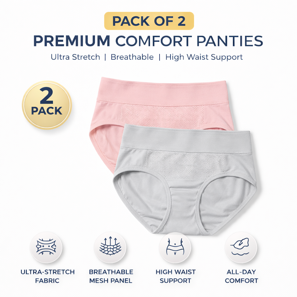 High-Waisted Tummy Support Underwear ( Grey ) Pack Of 2