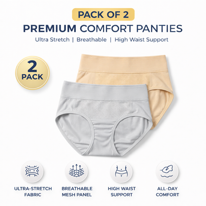 High-Waisted Tummy Support Underwear ( Grey ) Pack Of 2