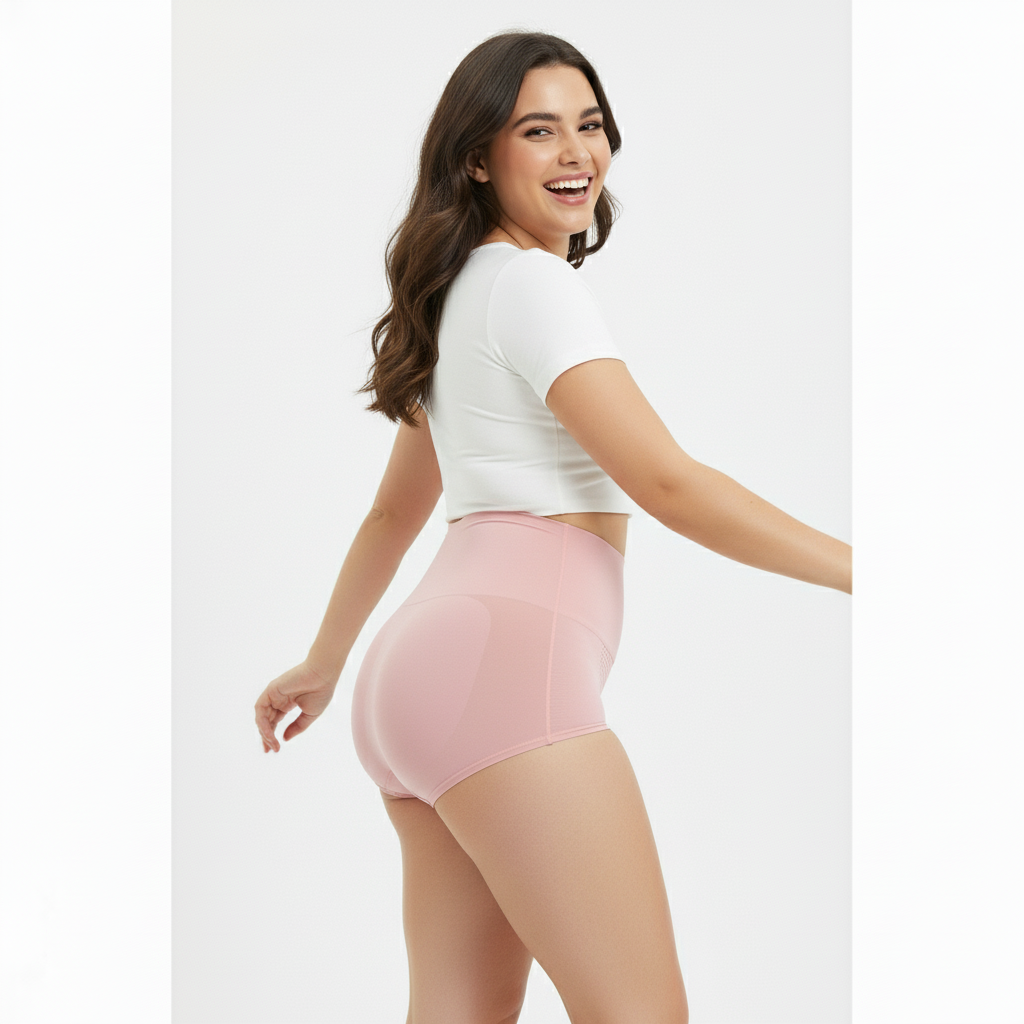 High-Waisted Tummy Support Underwear ( Pink ) Pack Of 2