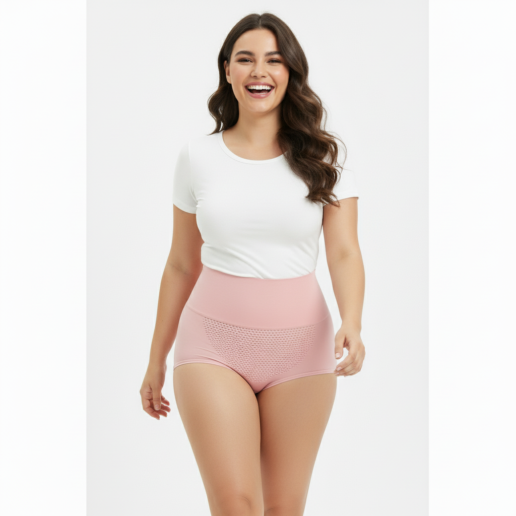 High-Waisted Tummy Support Underwear ( Pink ) Pack Of 2