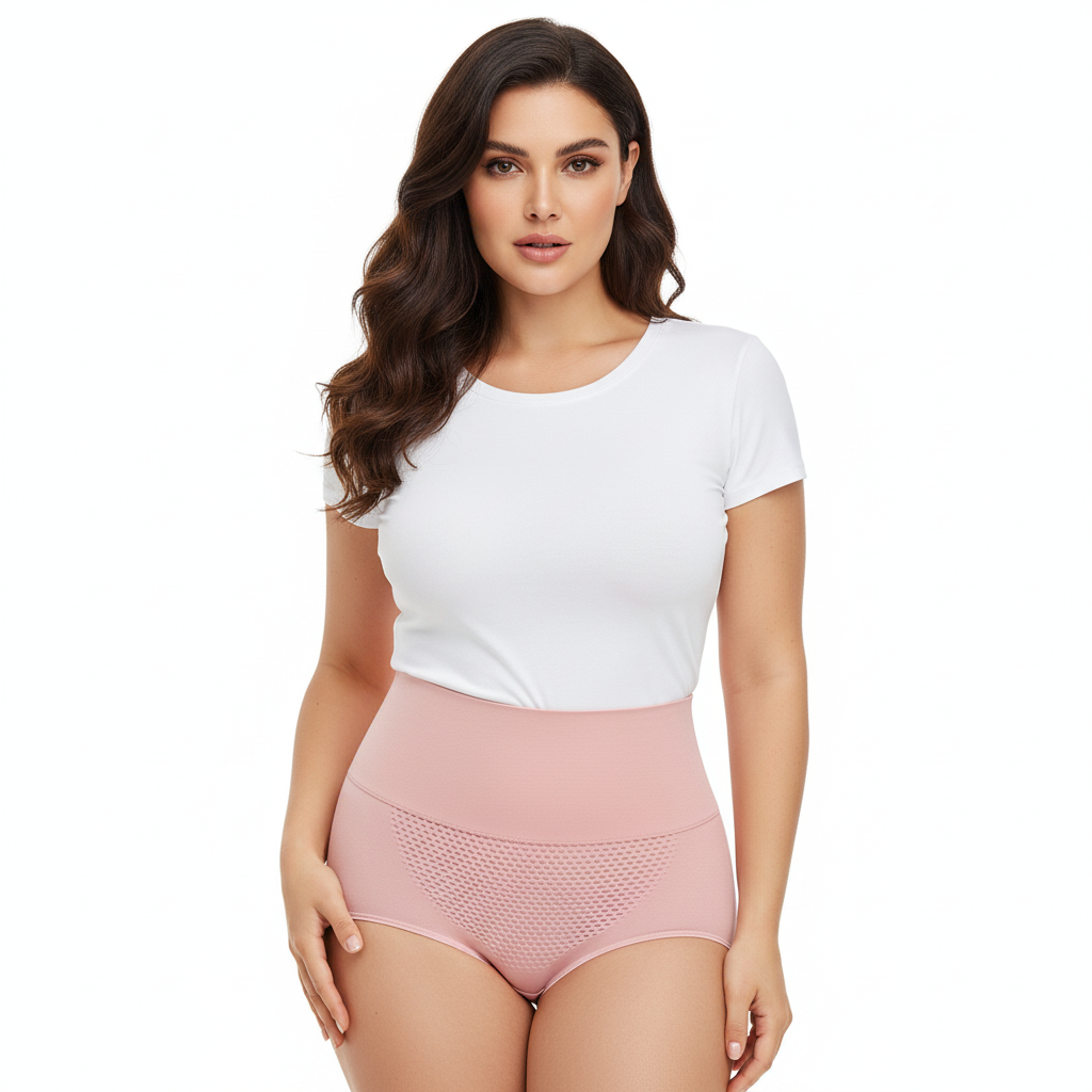 High-Waisted Tummy Support Underwear ( Pink ) Pack Of 2